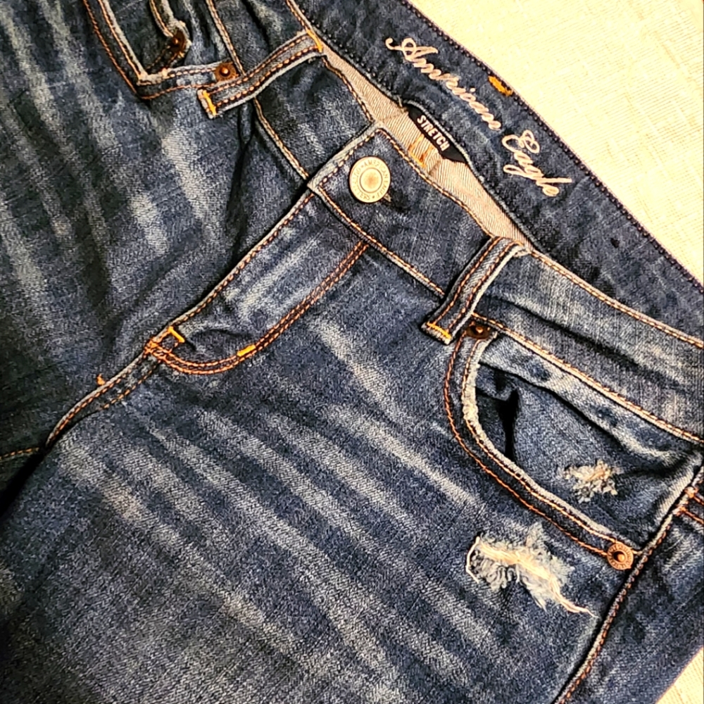 AMERICAN EAGLE Long Cut Off Jean Shorts Size 10